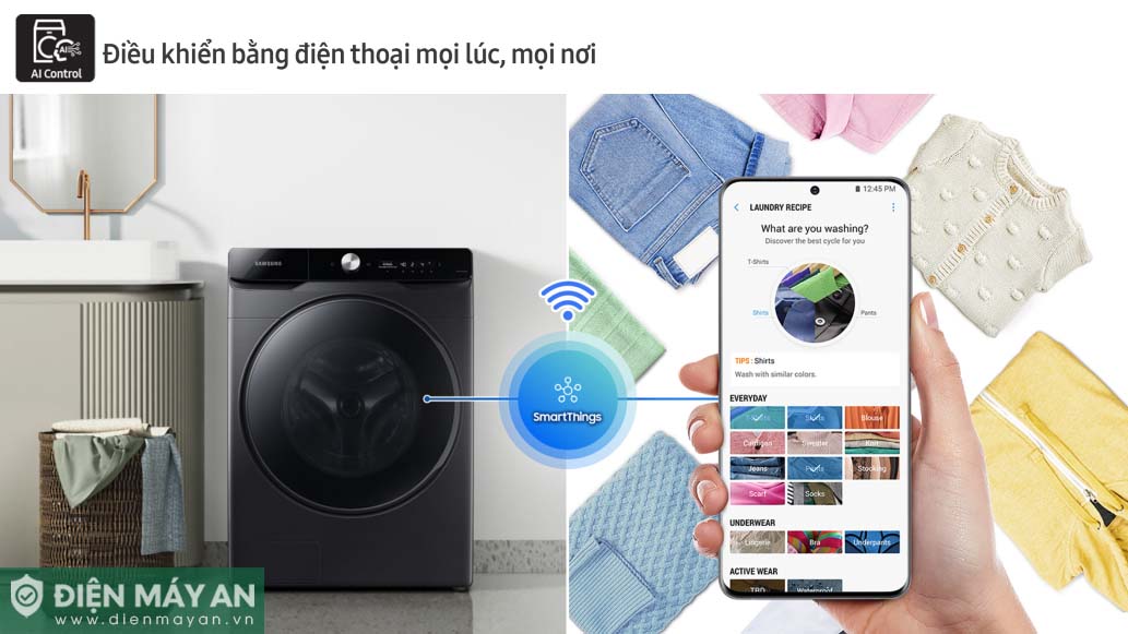 Máy Giặt Samsung AI Inverter 9kg WW90TP44DSB/SV